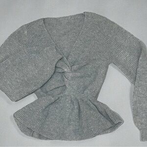 Gray Knotted Sweater Top